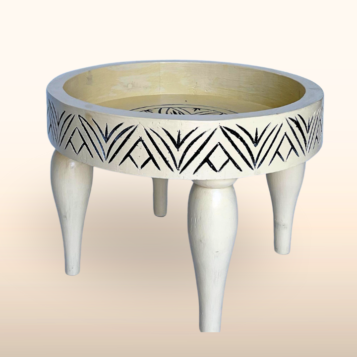 Table Ronde Gravée Marocaine (Tbla Mnqoucha)