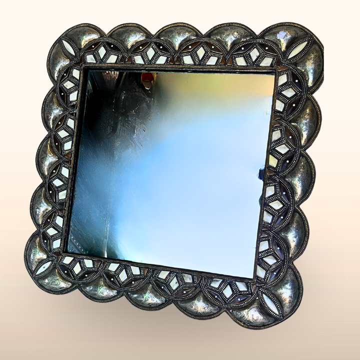 Miroir Marocain en Bois avec Incrustations d'Os