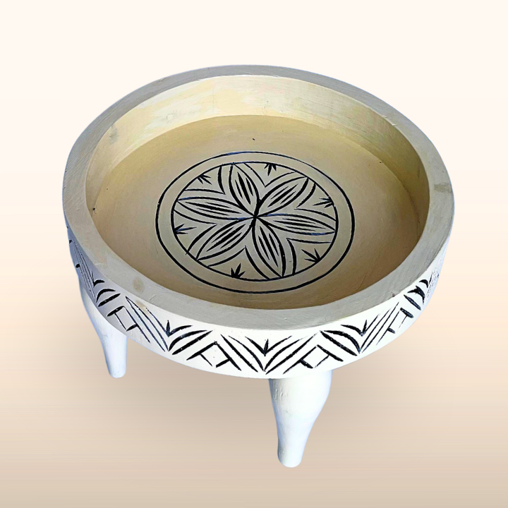 Table Ronde Gravée Marocaine (Tbla Mnqoucha)