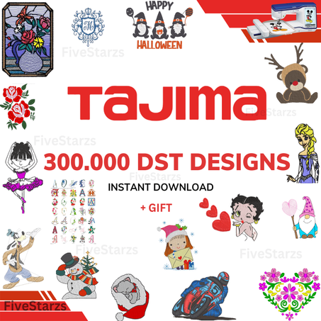 Machine Embroidery Designs Collection for Tajima – 300,000+ Files in DST Format