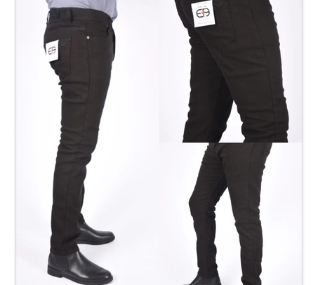 Pantalon en Toile Piqué Armani Coupe droite – Noir