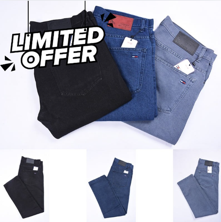 Pack de 3 jeans Tommy Coupe Normal Ref-DFD9001 ( Gris - Noir - Bleu )