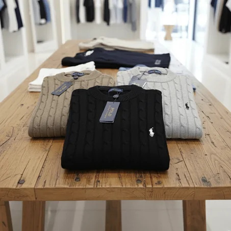 Pack 3 Pulls Ralph col rond en coton 100% Ref-RD91L03 ( Gris + Noir + Beige Foncé )