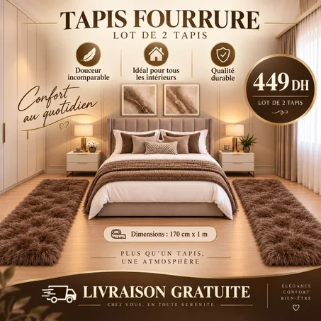 Pack 2 tapis fourrure haute qualite 1M/1.70CM