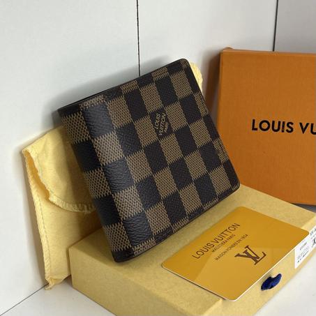 PORTE-MONNAIE HOMMES LV  MARRON CARRE