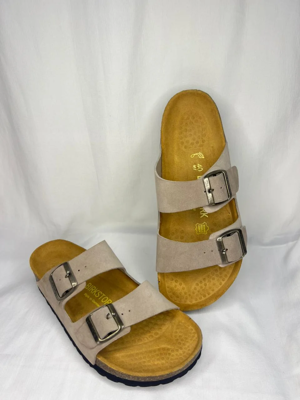 Sandales Médicales en Daim Premium – Beige (Double Bride)