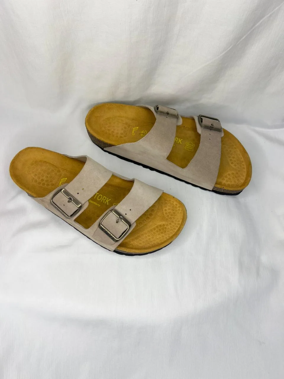 Sandales Médicales en Daim Premium – Beige (Double Bride)