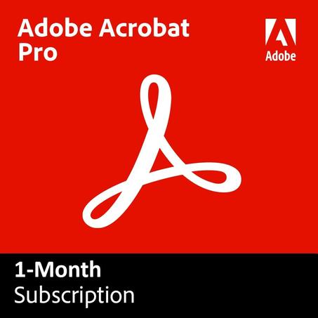 Acrobat Pro | Suscripción de 1 mes | Software PDF | Convertir, editar, firmar electrónicamente, proteger | Requiere activación [Código en línea para PC/Mac]