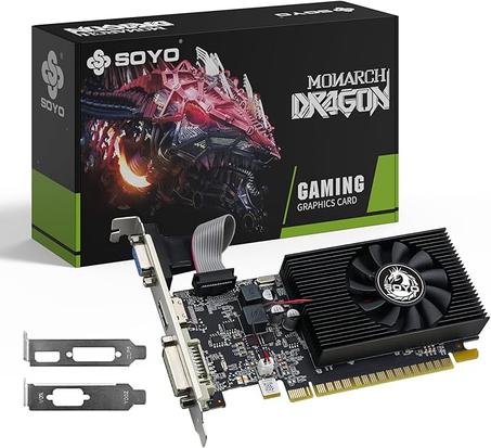 SOYO Geforce GT 740 - Tarjeta gráfica de perfil bajo, tarjeta de video DDR3 de 128 bits de 4 GB con HDMI, VGA, DVI, PCI Express x16 3.0, ventilador único, GPU