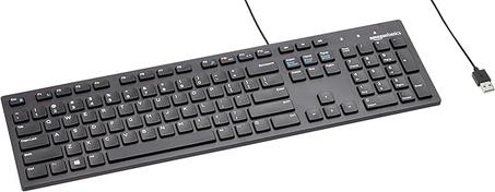Teclado USB con cable de perfil bajo con diseño de EE. UU. (QWERTY), negro mate