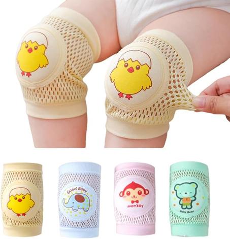 مجموعة من 4 أزواج من دعامات الركبة للأطفال للزحف ، دعامات جيدة التهوية في الصيف، دعامات ركبة مضادة للانزلاق وقابلة للتعديل، واقيات ناعمة ومرنة للغاية لتدفئة الساق للأطفال البنات والأولاد