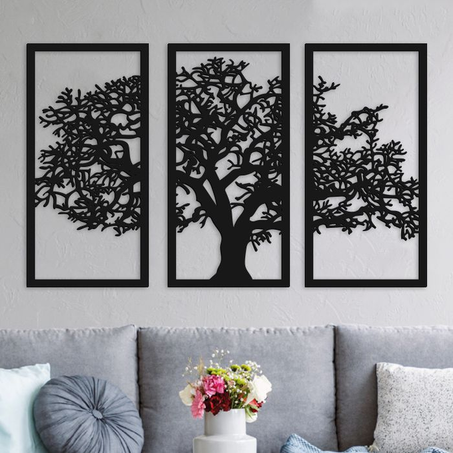 لوحة جدارية على شكل شجرة من الخشب