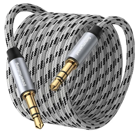 Cable auxiliar (20 pies), [carcasa de cobre, sonido de alta fidelidad] Cable auxiliar trenzado macho a macho de 0.138 in compatible con auriculares, teléfono inteligente, estéreo del