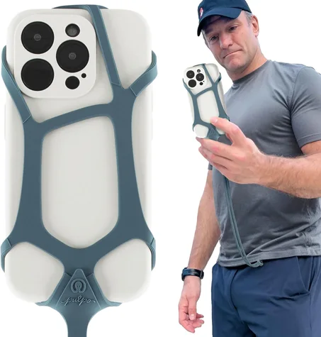 Pulpo - Cordón de seguridad para teléfono celular, color gris, se adapta a teléfonos inteligentes de 6.1 a 6.8 pulgadas, correa antirrobo para hombres y mujeres, cordones para teléfonos, sopo