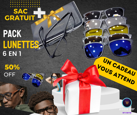 Pack lunettes 6 En 1 - Monture + 5 Appliques Polarisées + sac de lunettes gratuit + un cadeaux pour vous