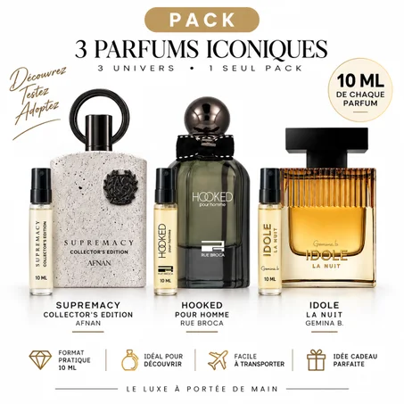 Pack 3 Parfums Homme – 3×10 ML | Supremacy, Hooked & Idole La Nuit