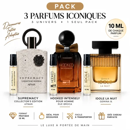 Pack 3 Parfums Homme – 3×10 ML | Supremacy, Hooked Intensely & Idole La Nuit