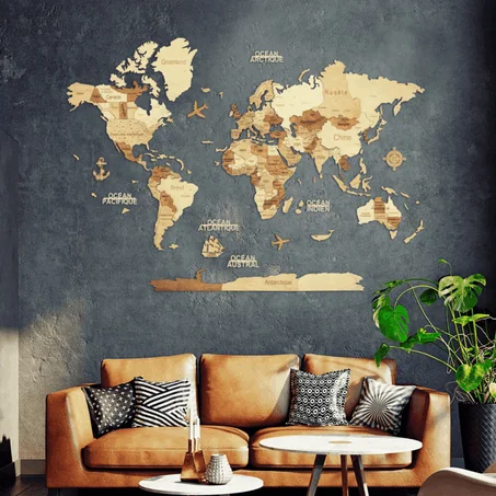 3D Carte du monde en bois !