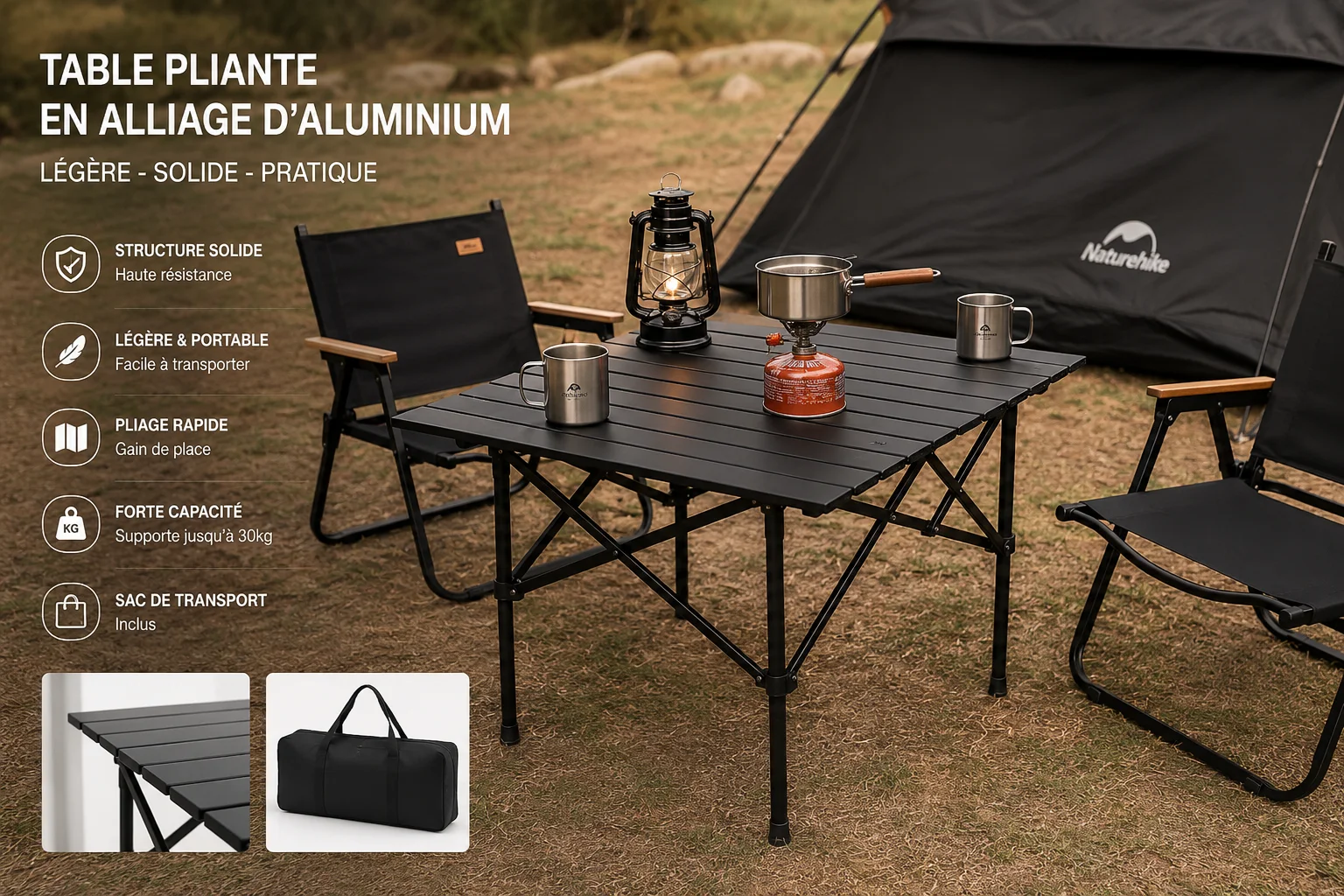 طاولة تخييم قابلة للطي مع حقيبة حمل | Camping Table Portable