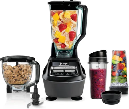 Ninja Mega Kitchen System, 1500 W, licuadora de tamaño completo de 72 onzas y procesador de alimentos de 8 tazas con (2) tazas para llevar de 16 onzas, tecnología de trituración total, batido