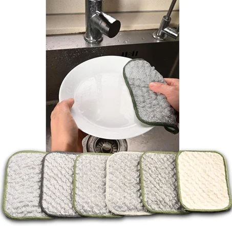 Paños de cocina de alambre de doble cara que no rayan, trapos multiusos para lavar platos de alambre húmedo y seco, paño de metal reutilizable, paños de limpieza milagrosos de alambre para co
