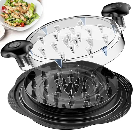 SURETIVIAN Desmenuzadora de Pollo Desmenuzadora Grande de Pechuga de Pollo Herramienta Giratoria con Cepillo y Tenedor, Máquina Desmenuzadora de Carne Visible, Tira Antideslizante Fuerte, Man