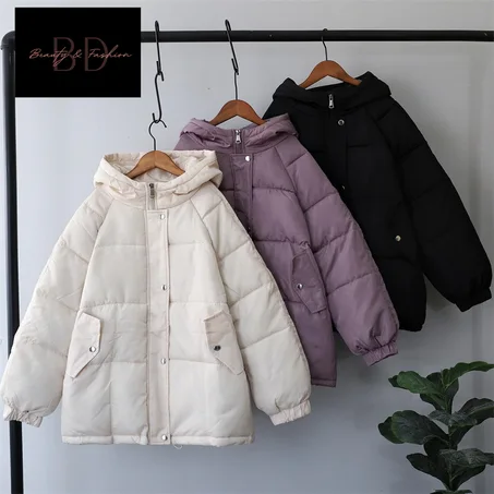 Coat Women Jacket Autumn Black Oversized Purple Puffer Bubble Hooded Harajuku Clothes Loose