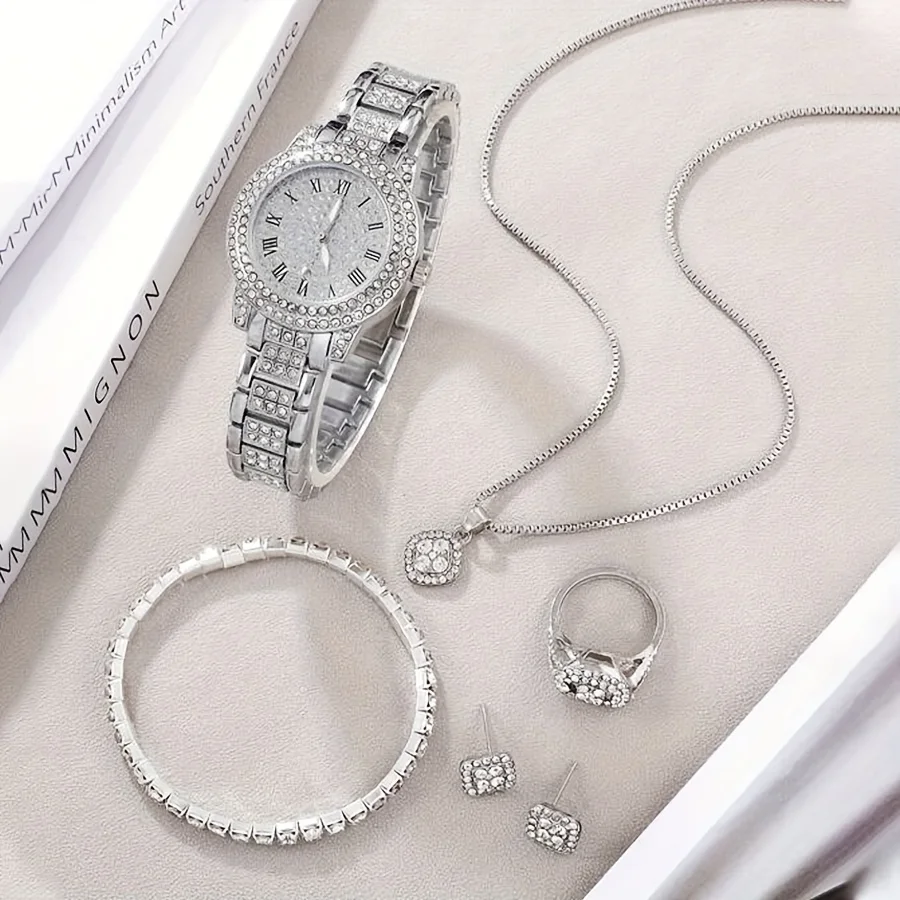 Ensemble Montre Quartz Luxe et Bijoux 6pcs RDC