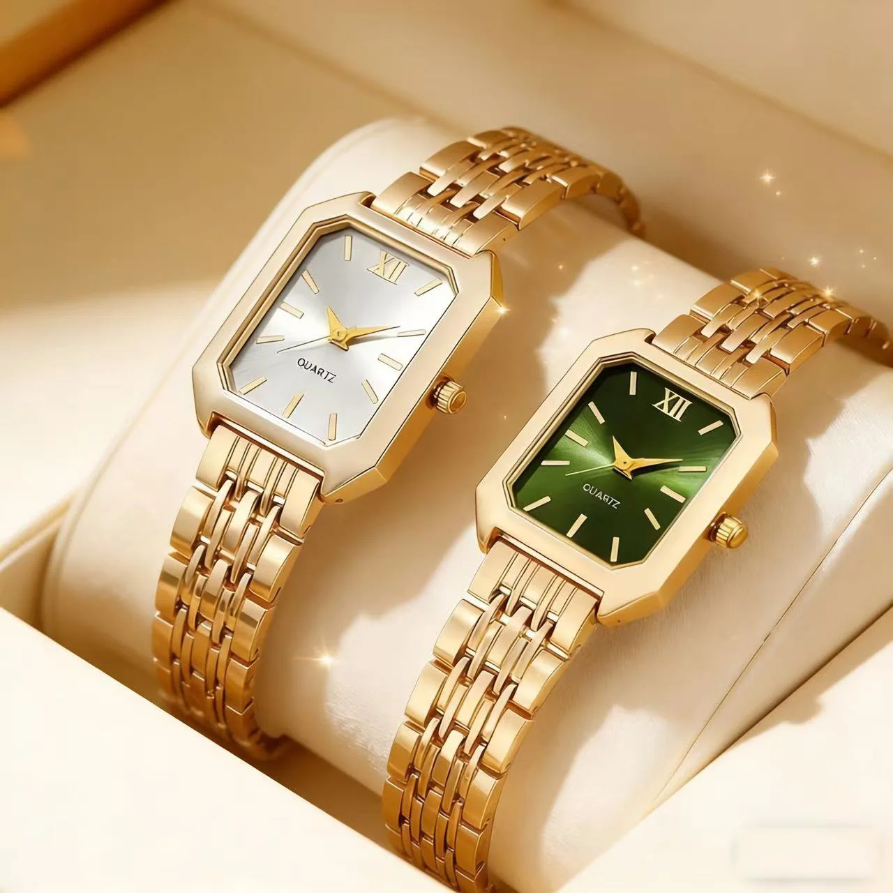 GOLDIE — Duo 2 Montres Dorées · Blanc & Vert