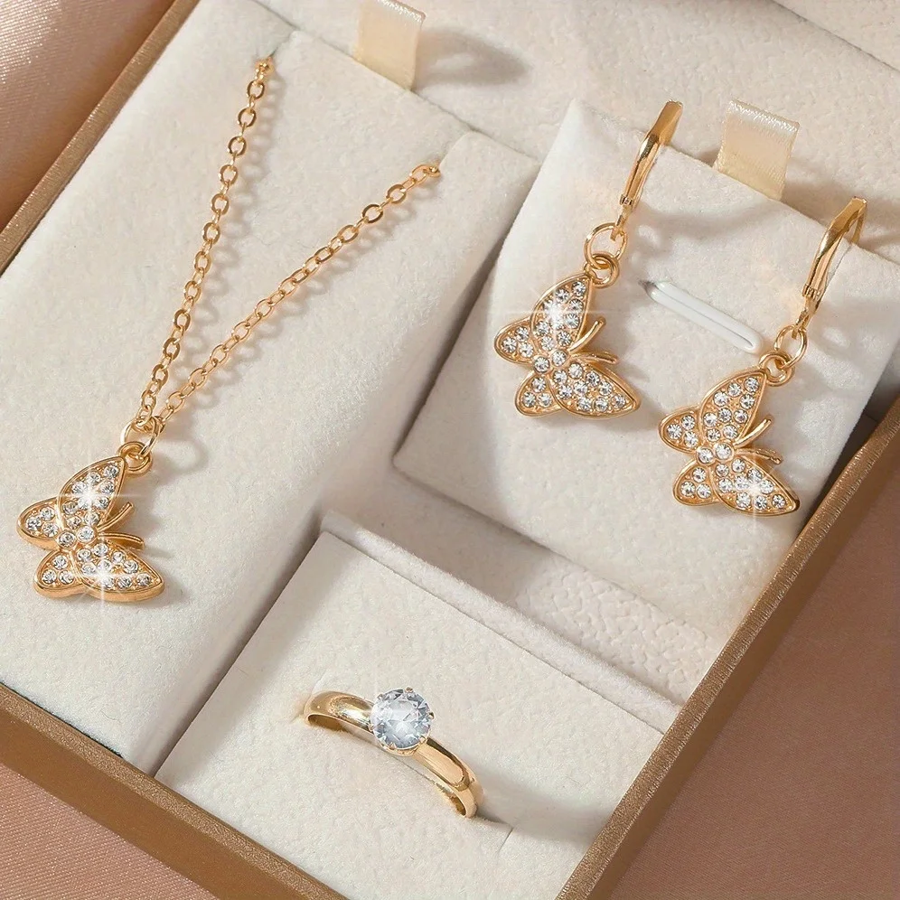 PAPILLA 🦋 Set Montre Dorée & Bijoux Papillon · 5 Pièces Femme