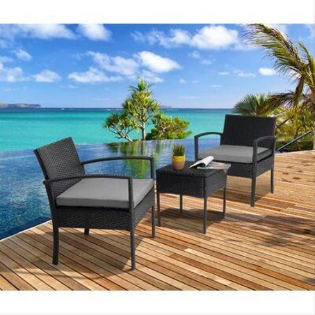 Salon de jardin 2 pcs avec coussins Résine tressée