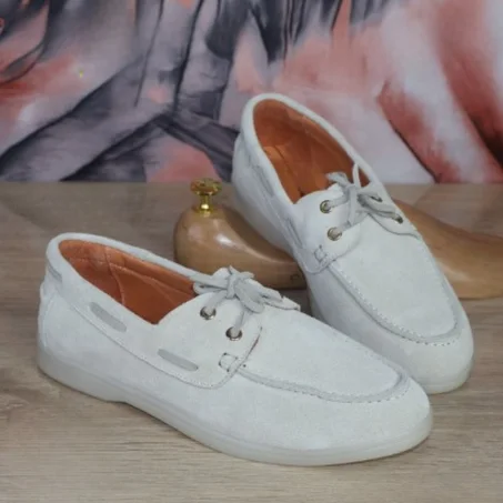 Mocassins Femme Premium Blanc Cassé – Élégance & Confort Intemporel