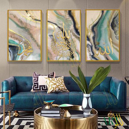 tableau abstrait islamique 3 pièces