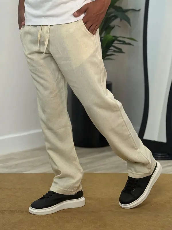 Pack 2 Pantalons en Lin relaxed ( Beige + Vert Royale )