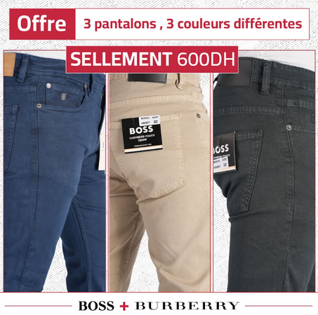 Pack de 3 Pantalons en toile piquée de coton – Coupe Classique & 5 poches (Beige, Bleu Roi, Gris Charbon)