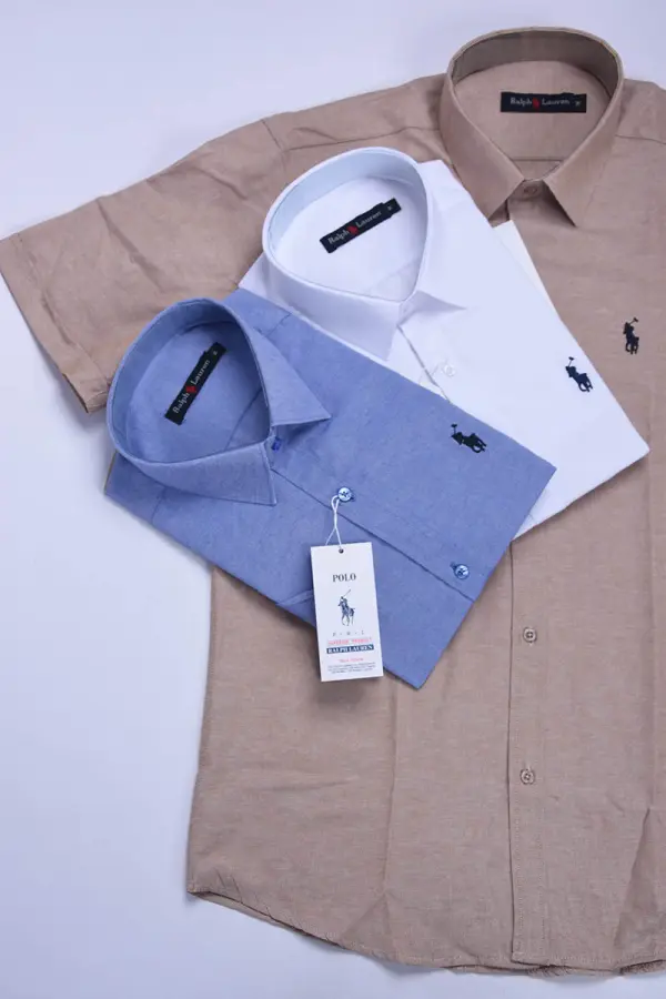 👔 باك 3 قمصان Ralph Lauren – Oxford نصف كم