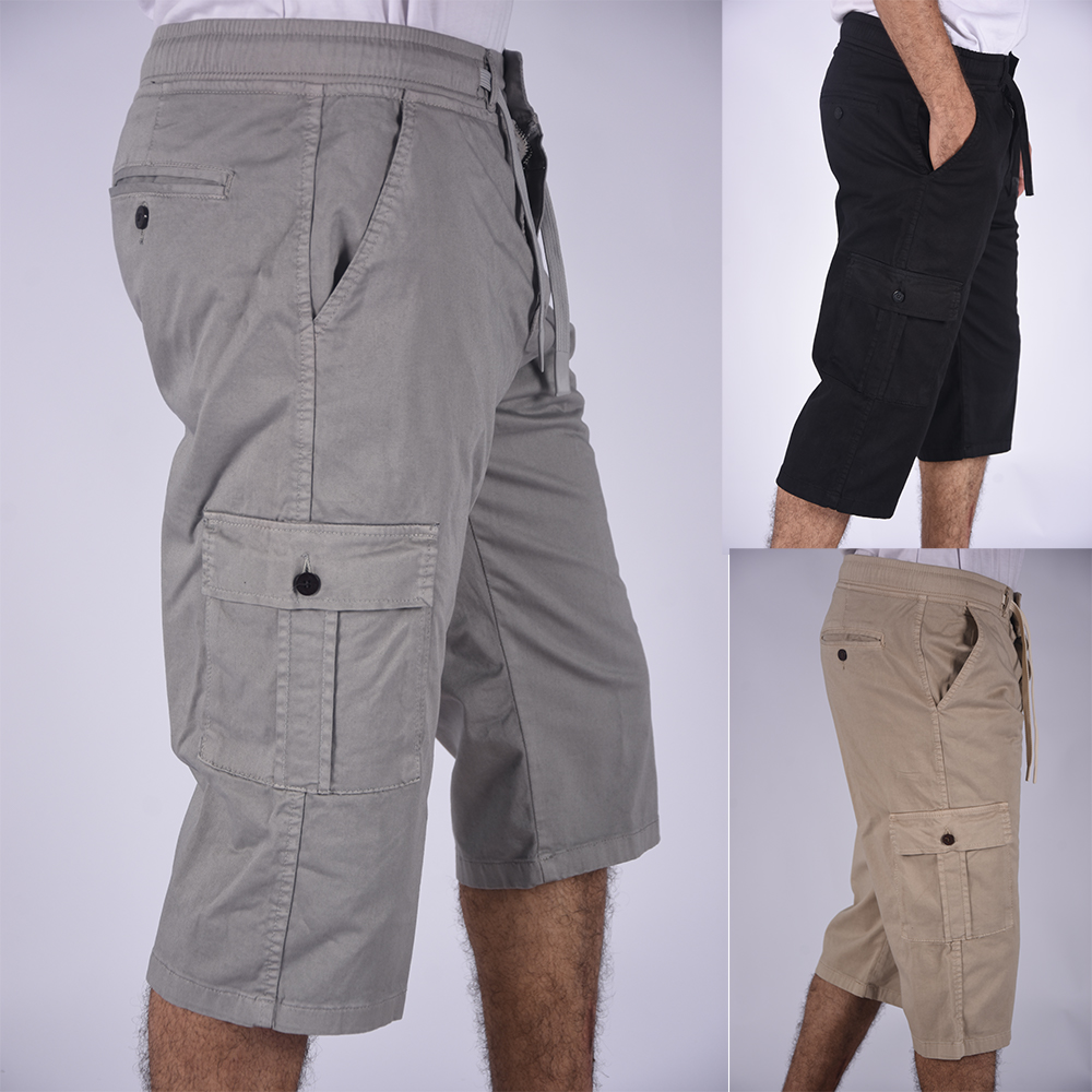 Pack 3 Pantacourts en Toile Légère  ( Vert Royale + Beige + Noir )