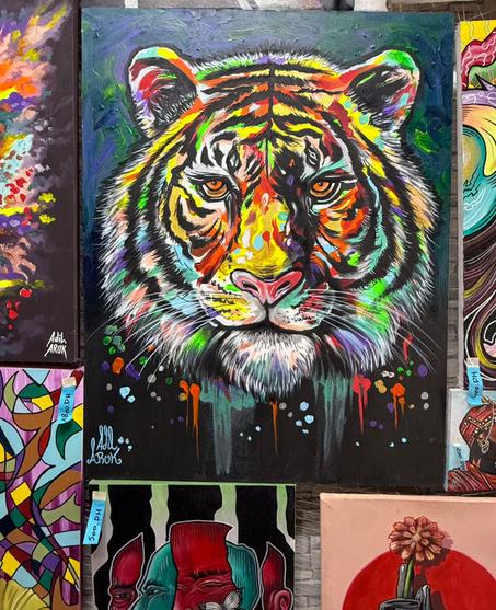 "Fire Tiger" – Modern Colorful Art Painting