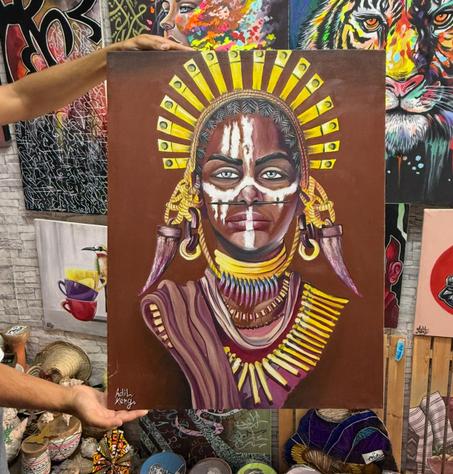 "Warrior Queen" – Unique Hand-Painted African Portrait