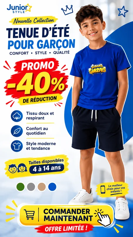 👕 Tenue Enfant Garçon – Nouvelle Collection ☀️