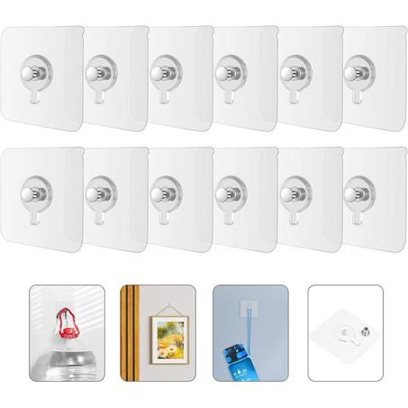 مسامير لاصقة جدارية شفافة مع صامولة – تثبيت قوي بدون ثقب، مقاومة للماء(10)