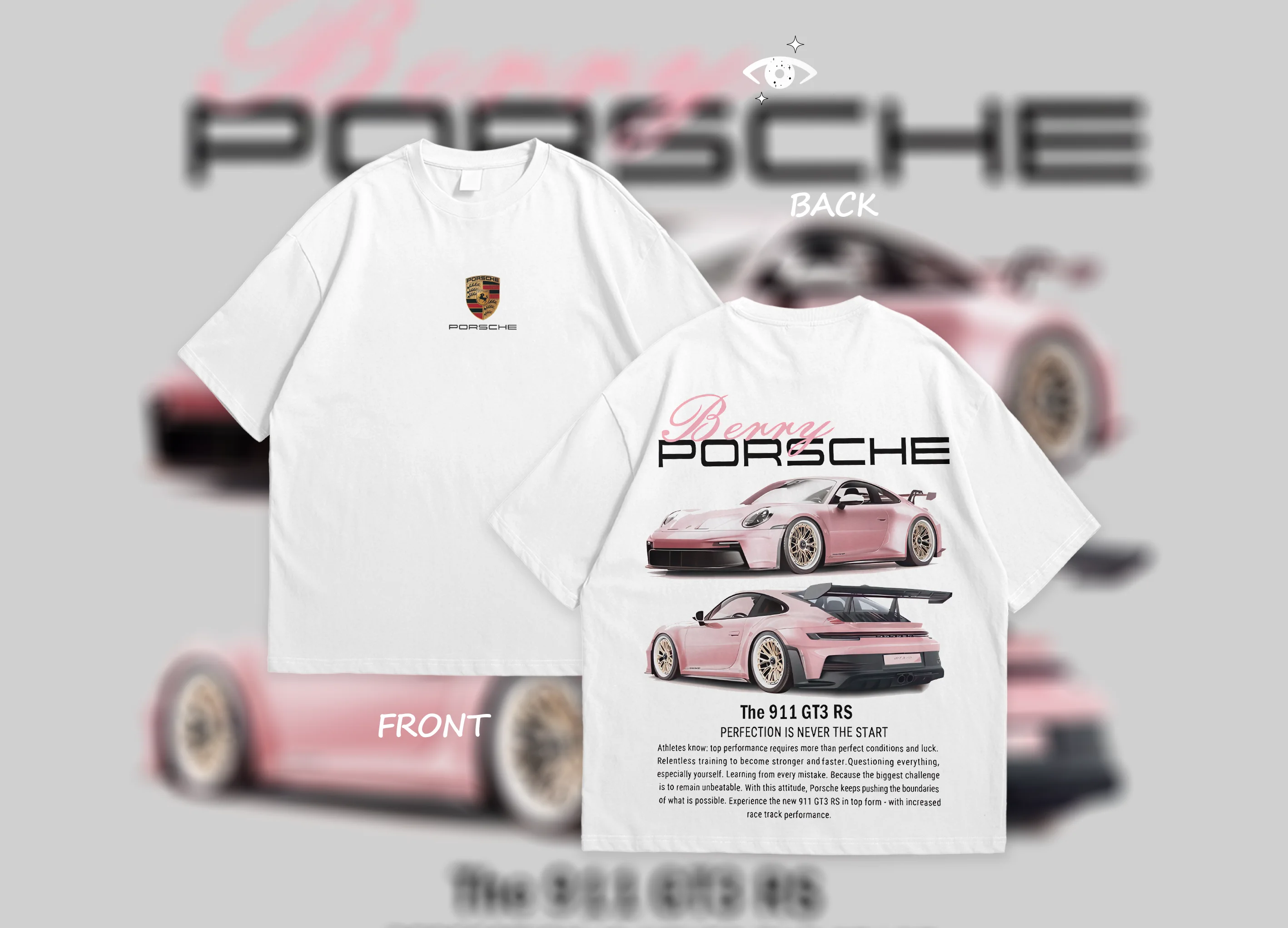 STREETWEAR T-SHIRT OVERSIZED SPORT CAR PROSCHE 911 GT3 RS💗