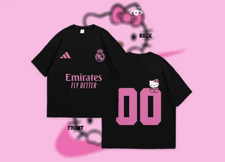 STREETWEAR T-SHIRT OVERSIZED HELLO KITTY REAL MADRID 😍💕