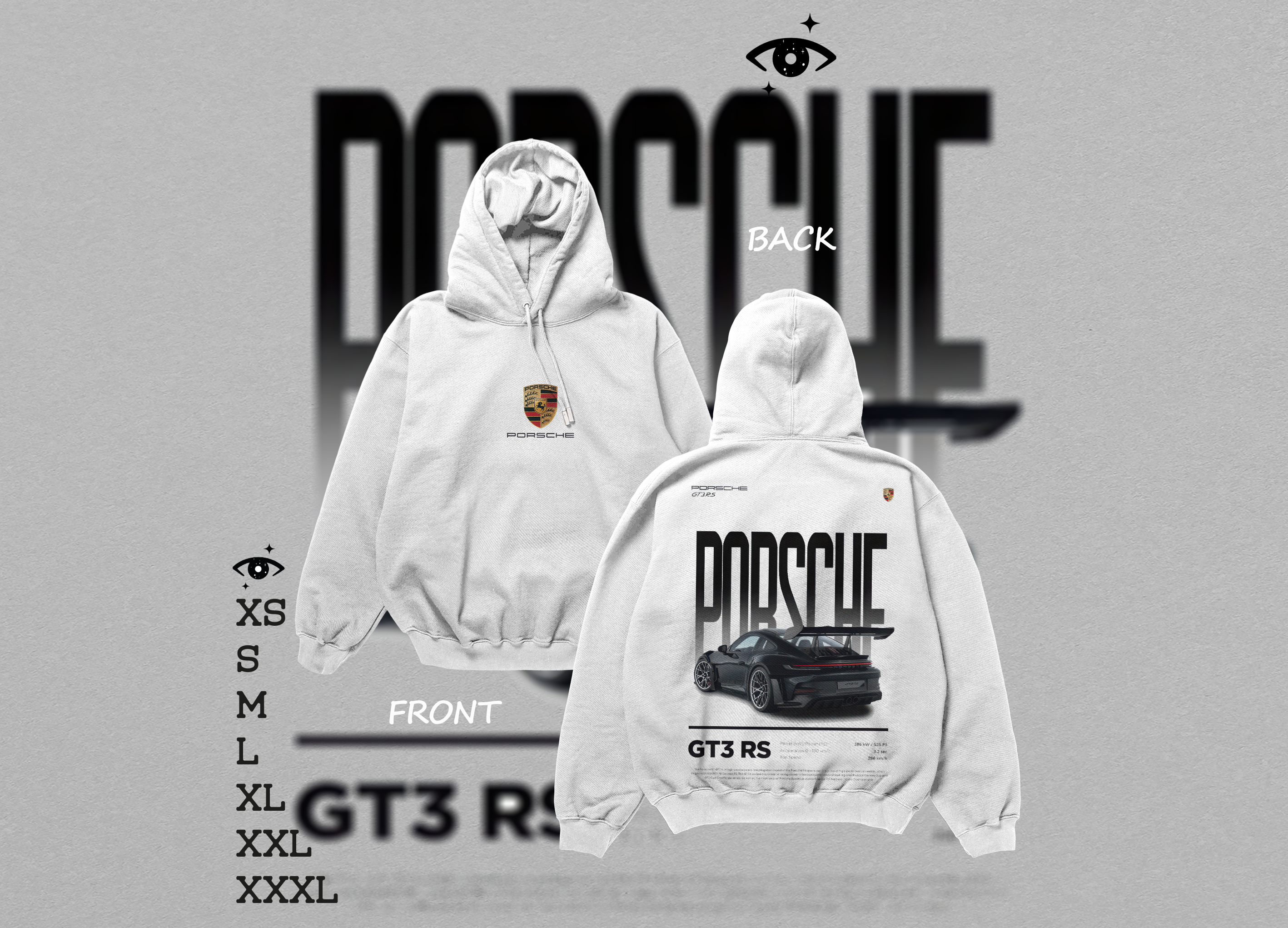 Hoodie oversized white 🤍 PORSCH GT3RS 1h
