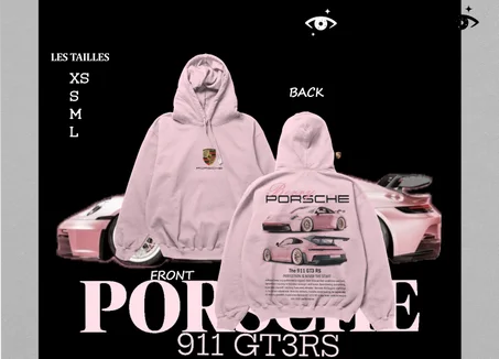 Oversized hoodie in pink 💗🌸 PORSCHE 911 GT3RS