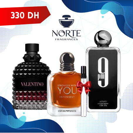 Valentino Uomo Born in Roma Intense 10 ml + Afnan 9PM 10 ml + EA Stronger With You Intensely 10 ml + 10 ml Offert