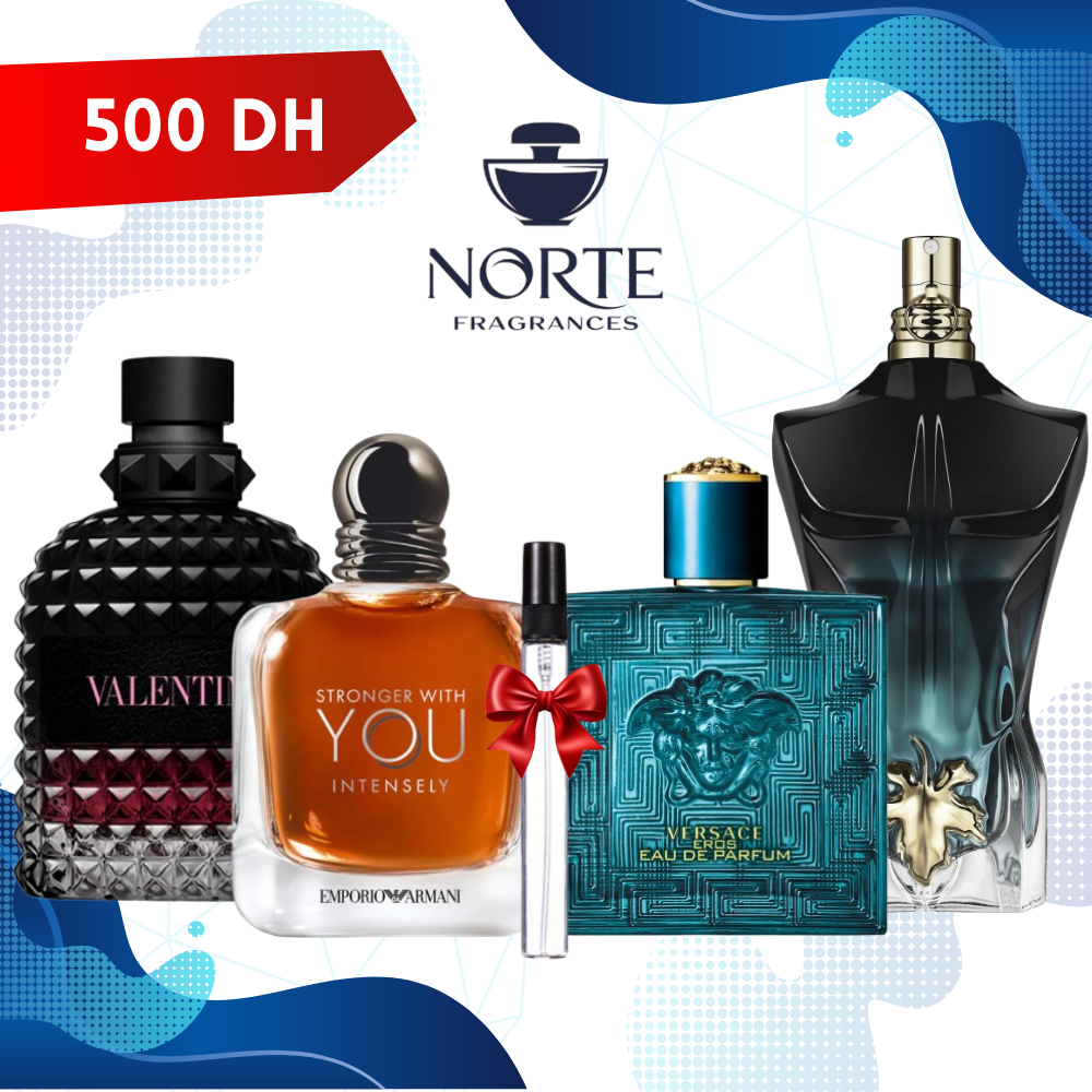 Valentino Uomo Born in Roma Intense 10 ml + Versace Eros EDP 10 ml + EA Stronger With You Intensely 10 ml + JPG Le Beau Le Parfum 10 ml + 10 ml Offert