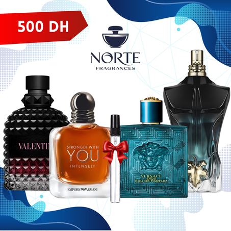 Valentino Uomo Born in Roma Intense 10 ml + Versace Eros EDP 10 ml + EA Stronger With You Intensely 10 ml + JPG Le Beau Le Parfum 10 ml + 10 ml Offert