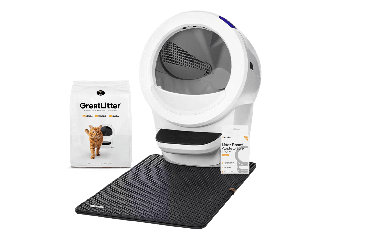 Litter-Robot 4 Trap Bundle | Anti-Tracking Mat & Essentials | Whisker
