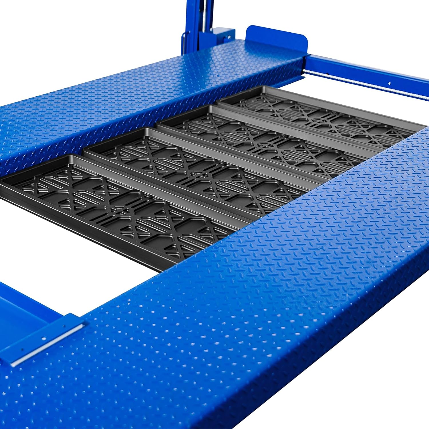 WEIZE 4-Post Car Lift – 8,500 lb Capacity, Hydraulic Parking & Service Lift with Caster Kit, Drip Trays & Jack Tray (110V)